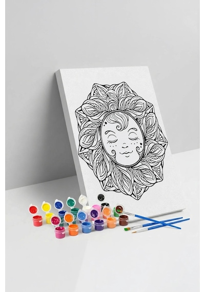 Güneş Desenli Mandala Ahşap Boyama Seti 40x50 Cm