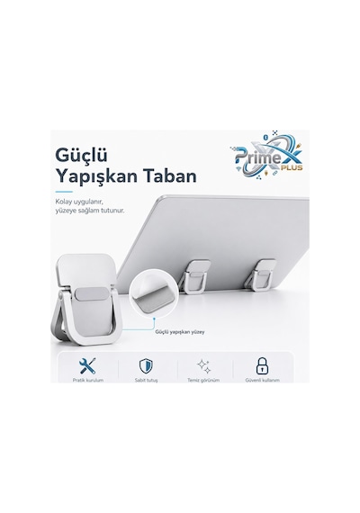 Primex Px-al02 Yapışkanlı Katlanabilir Notebook Ve Tablet Yükseltici Mini Stand, Ergonomik Laptop Yükseltme Aparatı, Taşınabilir Masaüstü Telefon, Tablet, Klavye, Notebook İçin Çok Amaçlı Stand