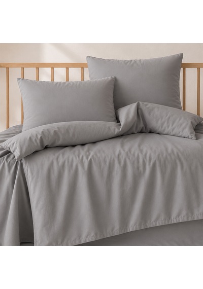 Lief Home %100 Pamuklu Sertifikalı Bebek Nevresim Takımı 100x150 63 Tel Dokuma Kutulu Gönderim Gri