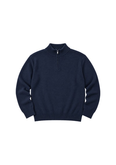 Battalmoda Erkek Büyük Beden Lacivert Hattush Fermuarlı Dik Yaka Triko Kazak 3xl-4xl-5xl-6xl