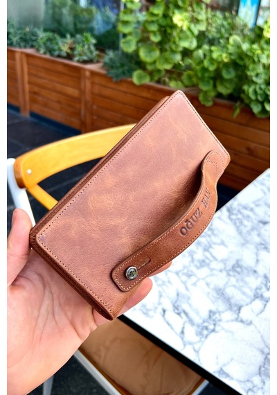 Montana Unisex Taba Hakiki Deri Manyetik Telefon Cüzdanı - Isim'e Özel Baskı Taba