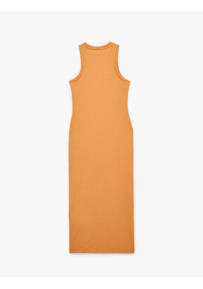 Koton Slim Fit Kolsuz Bisiklet Yaka Parıltılı Kalem Elbise Turuncu 6sak80002uk