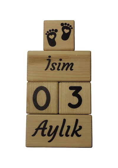 Oduncu Dünyası Ahşap Bebek Anı Küpleri - Kişiye Özel İsim Baskılı - 5 Parça Set - Fotoğraf Çekimi ve Oda Dekora