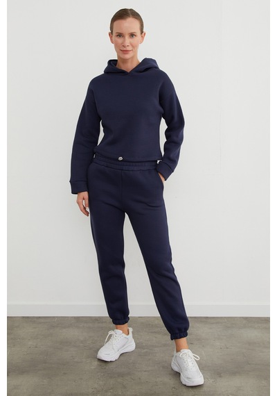 Fullamoda 3 İplik Basic Beli Stoperli Jogger Eşofman Takımı Lacivert