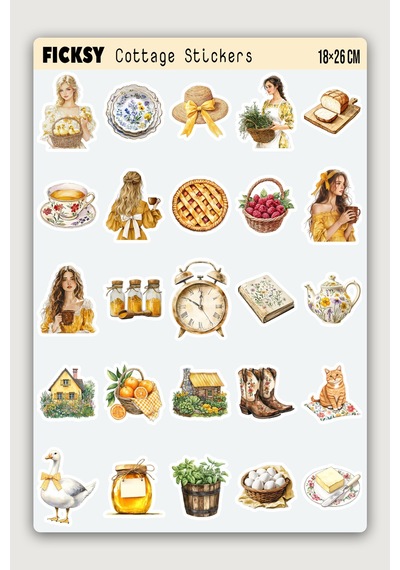 Kır Evi Ve Mutfak Sticker Seti - 25 Adet Etiket Çıkartma Diğer