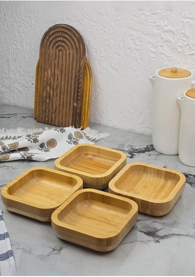 Bambu Kase Seti - 4lü Kase Takımı - 260 Ml, 14 Cm - 4 Parça Sarı