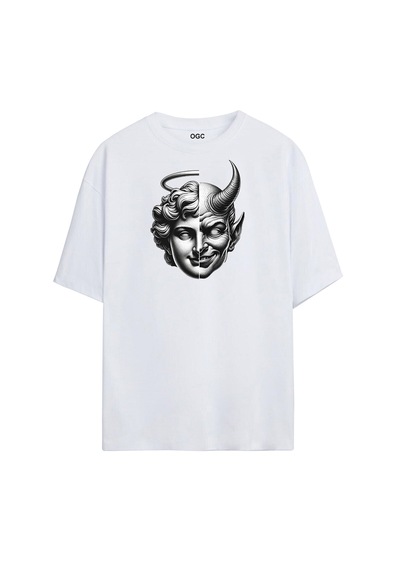 Ogc Melek & Şeytan Oversize Unisex T-shirt Beyaz