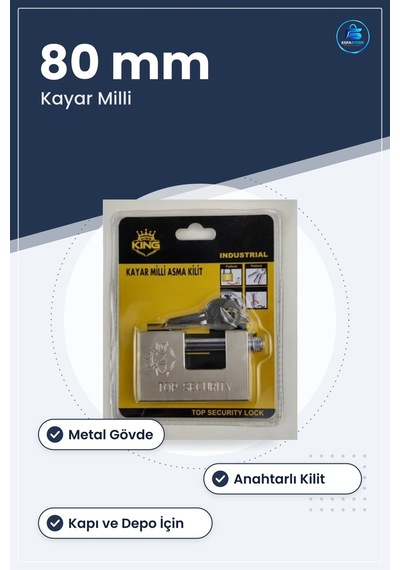 Asma Kilit Kayar Milli 80 Mm Anahtarlı Metal Gövdeli Kapı Depo Do