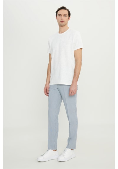 Altınyıldız Classıcs Erkek Ekru Pamuklu Slim Fit Bisiklet Yaka Jakarlı Esnek Tişört