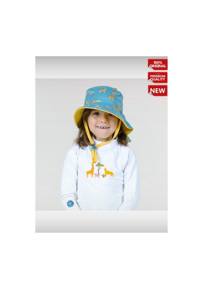 Decathlon Bebek Uv Korumalı Şapka Sarı Mavi Savan Baskılı Turkuaz