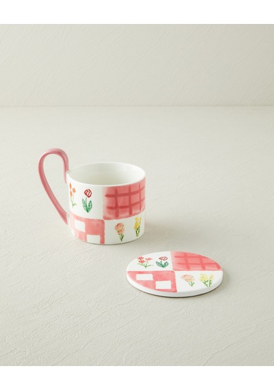 English Home Pelia New Bone China Bardak Altlıklı Kupa 380 Ml Pembe Pembe