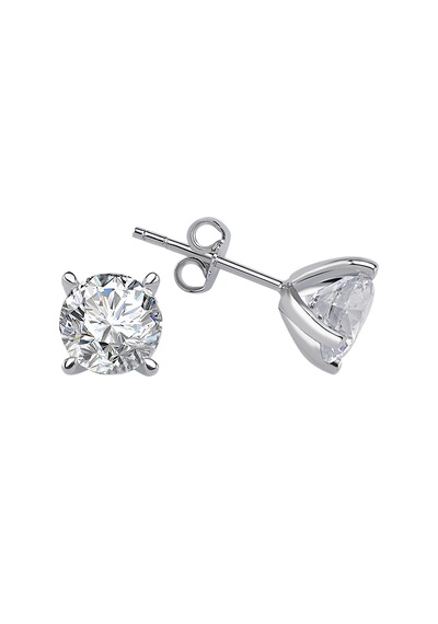 Beyaz Topaz Taşlı Modern Tektaş Küpe 0802e0032