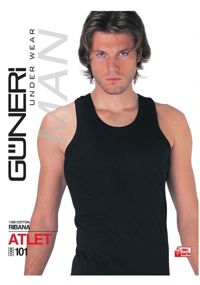Güneri Underwear Erkek Siyah Ribana Atlet % 100 Pamuklu Atlet 3'lü Paket 101-3s Siyah