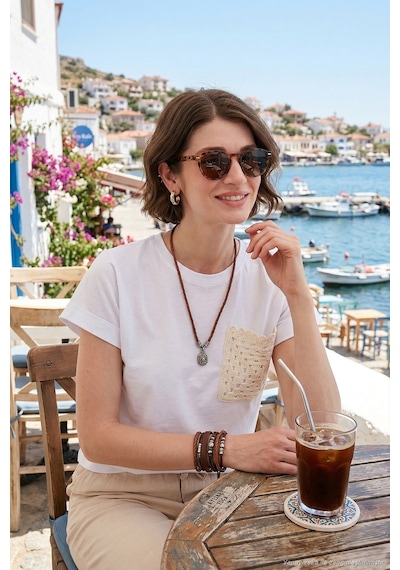 Lela Pamuklu Tek Cepli Regular Fit Bisiklet Yaka Bayan T Shirt 5865818 Beyaz
