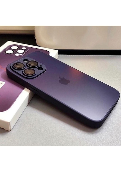 Apple Uyumlu iPhone A-G Glass Case Derin Mor