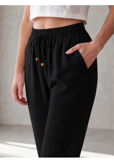 Nealirsanall.com Kadın Beli Bağcıklı Keten Pantolon - Duble Paça Havuç Kesim Pantolon Kahverengi Nealirsanall.com Kadın Beli Bağcıklı Keten Pantolon - Duble Paça Havuç Kesim Pantolon Kahverengi