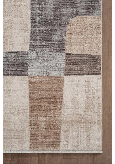 Renkli Vintage Modern Salon Koridor Yatak Ve Oturma Odası Halısı Bej