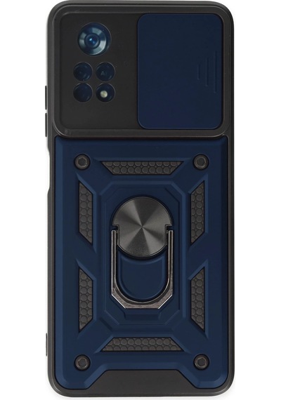 Newface Xiaomi Poco X4 Pro 5g Kılıf Pars Lens Yüzüklü Silikon Glblseme - 43 - Lacivert