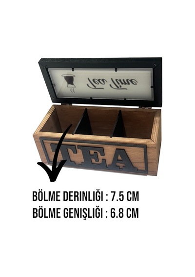 Üç Bölmeli Ahşap Çay Kutusu. Mutfağınız İçin Şık Bir Tasarım.