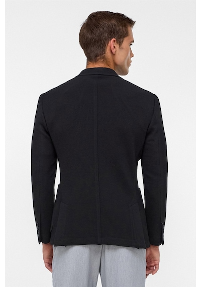 Süvari Siyah Slim Fit Desenli Mono Yaka 6 Drop Ceket-38403 Siyah