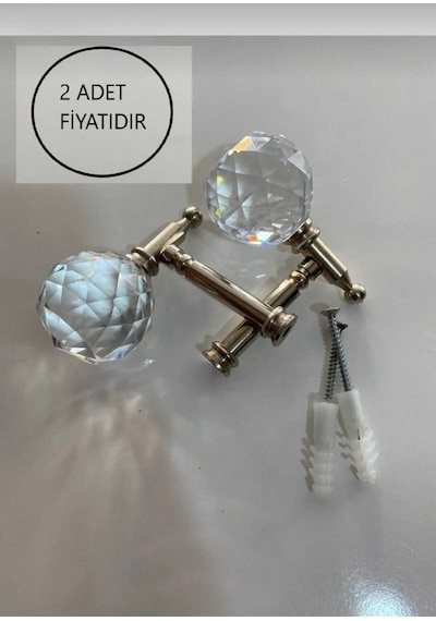 Renso Kristal Taşlı Gümüş Renk Fon Perde Kuşağı Bağlama Aparatı Gümüş