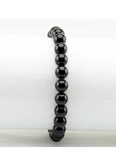 Doğal Taş Oniks Doğal Taş Unisex Bileklik Eub14onks Güç, Stres Kontrolü Ve Otokontrol Siyah