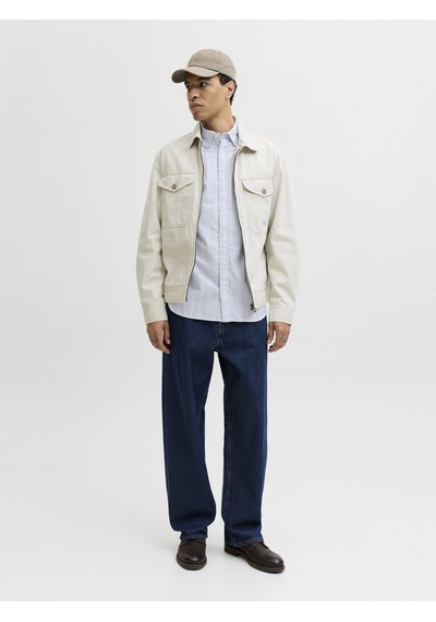 Jack & Jones Erkek Çizgili Oxford Kumas Pamuk Gömlek - Harvey - 12293325 Ashley Blue