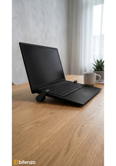 Minimalist Yuvarlak Tasarım Mini Laptop Standı - 2'li Set Taşınabilir Ergonomik Yükseltici - Siyah