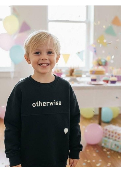 Zekids Erkek Çocuk Otherwise Yazılı Pamuklu Sweatshirt-14231 Siyah
