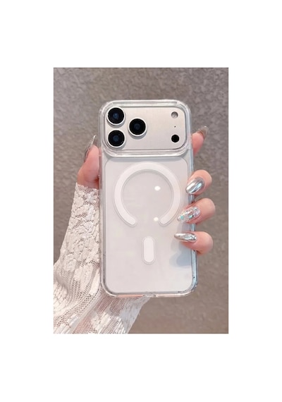 Fibaks iPhone 17 Pro Magsafe Uyumlu Kılıf Wireless Kablosuz Şarj Destekli Kamera Korumalı Şeffaf Darbe Emici