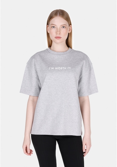 Colin's Colins Comfort Fit Yuvarlak Yaka Baskılı Kadın Gri Kısa Kol Tişört Cl1073282 Q1.v2 Mga Gri Melanj