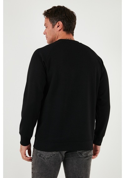 Buratti Pamuklu Şerit Detaylı Relaxed Fit Bisiklet Yaka Erkek Sweat 5901227 Siyah