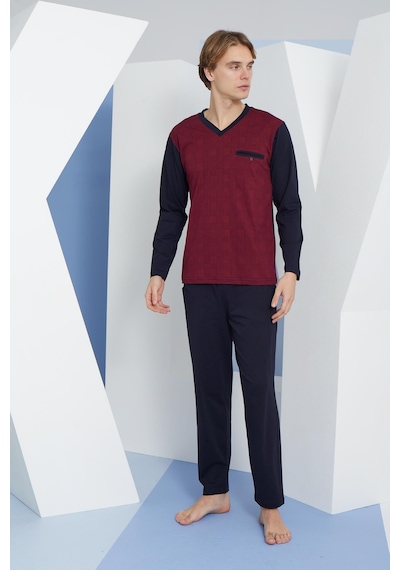 Kly 9260 Erkek V Yaka Uzun Kollu Pijama Takım 001