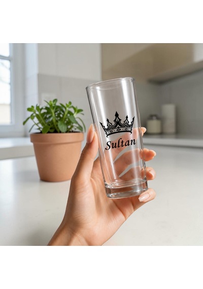 Kişiye Özel Tasarımlı Kral Ve Kraliçe Tacı Tasarımlı İsim Yazılabilen 230 Ml 6 Adet Rakı Bardağı Şeffaf