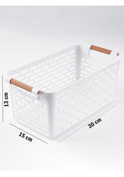 1 Adet Beyaz Çok Amaçlı Plastik Tutacaklı Organizer Sepet, Dolap Içi, Çekmece Ve Banyo Düzenleyici Diğer