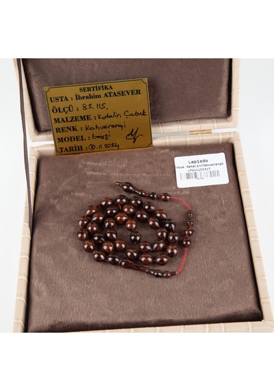 Katalin Çubuk Beyzi Kesim 8.5x11.5mm Tesbih - Şeffaf Açık Mavi- İbrahim Atasever Usta İşi Açık Mavi
