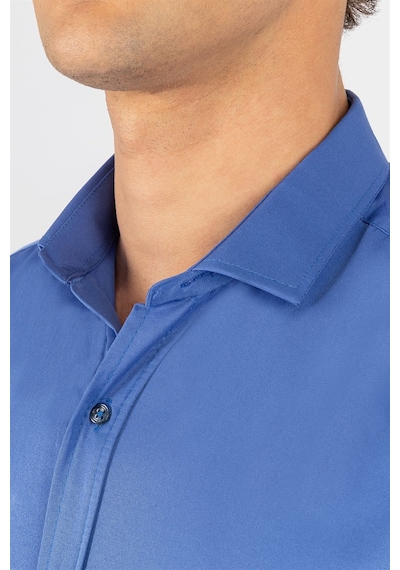 Tudors Modern Slim Fit Dar Kesim Düz Erkek Gömlek-24099 Saks