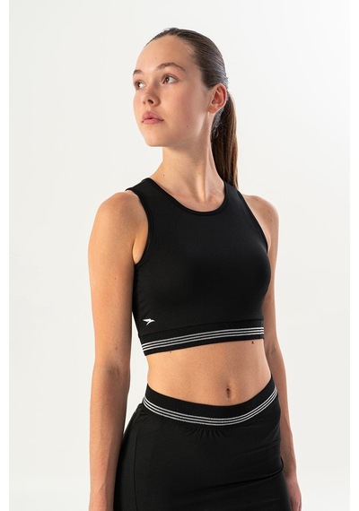 Maraton Slimfit Kadın Bisiklet Yaka Siyah- Bra Siyah-