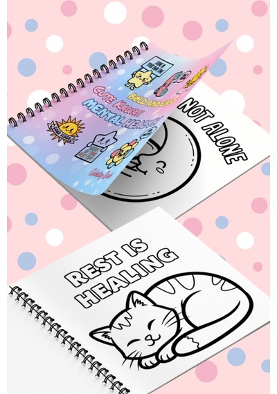 Cute Kawaii Mental Health Bold And Easy - 20x20 Büyük Boyama Kitabı, Çocuklar Ve Yetişkinler İçin