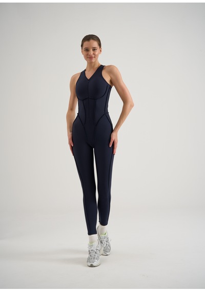 Lismina Sculpt Line Askılı Spor Tayt Tulum Lacivert