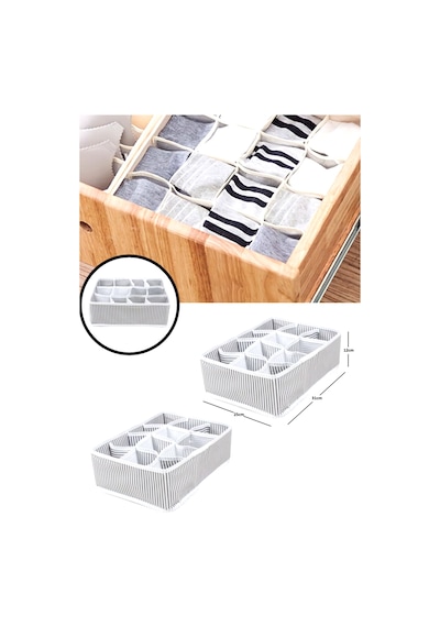 12 Bölmeli Pratik Çamaşır Çorap Çekmece Düzenleyici + 6 Adet Çekmece Havlupan Askı - 2li Set D2f5f8 Diğer