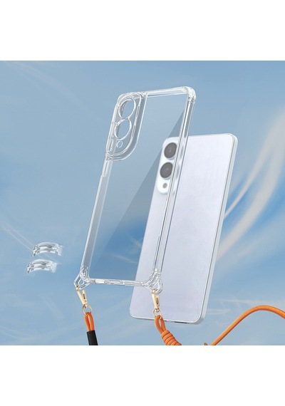 Samsung Galaxy Uyumlu S25 Edge Kılıf Airbagli Takılabilir Askı Aparatlı Zore Snap Silikon Kapak Seffaf