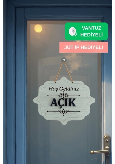 Ahşap Dekoratif Kesim Açık-kapalı Yazısı