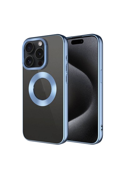 Kilifone - İphone 15 Pro Max Uyumlu Kılıf Kamera Çerçeveli Logo Gösteren Omega Kapak - Sierra Mavi - T29797