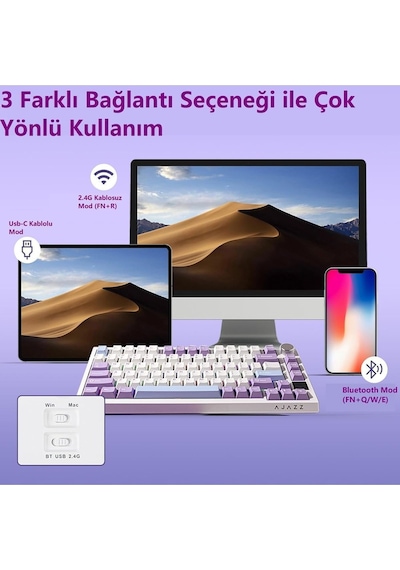 Ak820 Pro Mekanik Oyun Klavyesi,3 Modlu Tft Renkli Ekran Ve Cnc Düğmeli 81 Tuş,rgb Aydınlatma