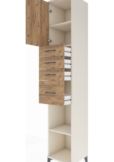 Hyperion Dolap 3 Raflı 4 Çekmeceli Tek Kapaklı 44x44x243 Aytaşı-çam Aytası