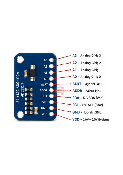 Ads1115 Modül 16 Bit I2c 4 Kanal Adc Arduino Uyumlu