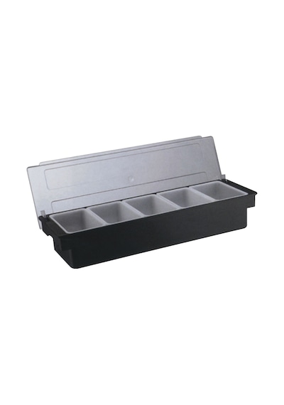 Biradlı 5'li Policarbon Kapaklı Bar Konteyner 50x16x9 Siyah