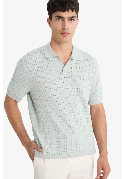 Defacto Standart Fit Polo Yaka Triko Kısa Kollu Tişört E3306ax25smbe490 Mavi