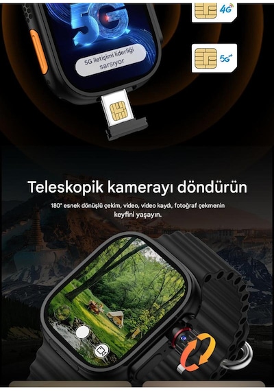 Hw Ultra 3 Call 5g Android Amoled Ekran Gps, Nfc, Kamera Yapay Zeka Destekli Akıllı Saat Btk Kayıt